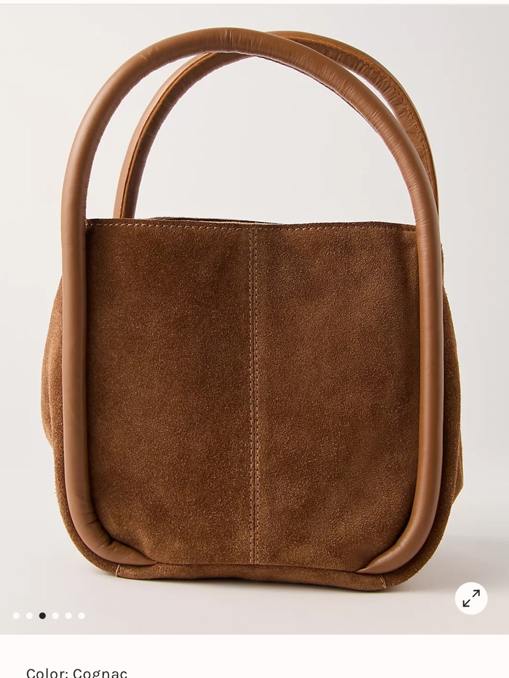 Free People Suede Leather Bucket Bag in Cognac - Picture 6 of 6